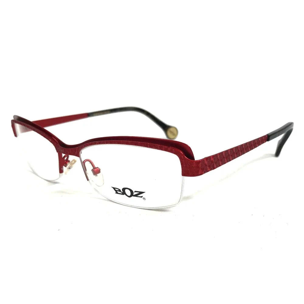 BOZ Eyeglasses Frames VIOLET 3030 Red Spiral Pattern Shiny Half Rim 53-17-140